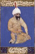 Portrait of the poet Hatifi,Jami s nephew,seen here wearing a shi ite turban Bihzad