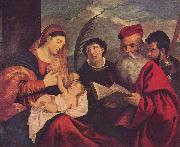 Maria mit dem Kinde, dem Hl. Stephan, Hl. Hieronymus und Hl. Mauritius Titian