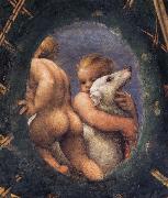 Detail of an oval with a putto embracing a dog Correggio