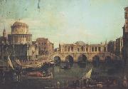 Capriccio con un ponte di Rialto immaginario e altri edifici (mk21) Canaletto
