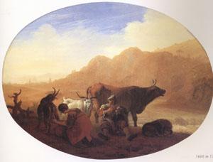 Bamboccio Herdsmen in a Mountainous Landscape
